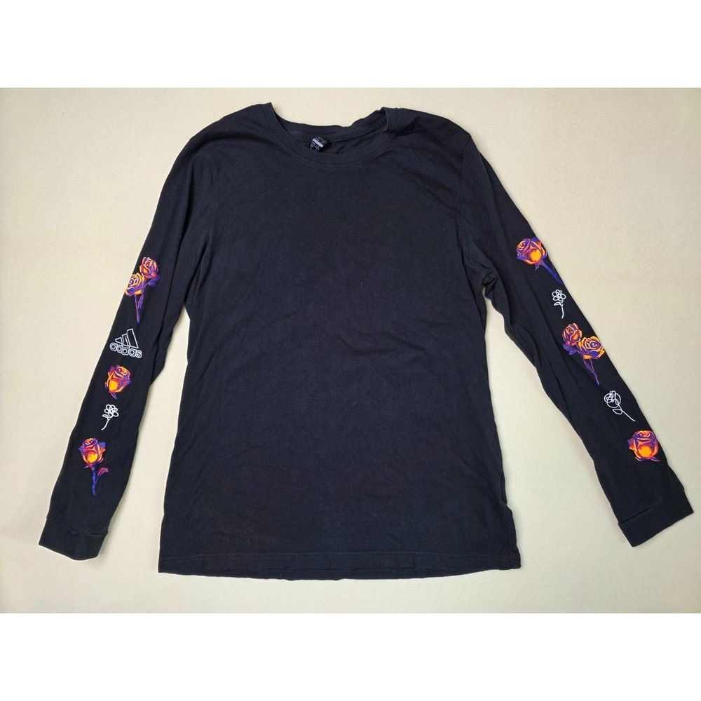 Adidas Shirt Size L Black Neon Rose Multicolor Long Sleeve Crew Neck Tee
